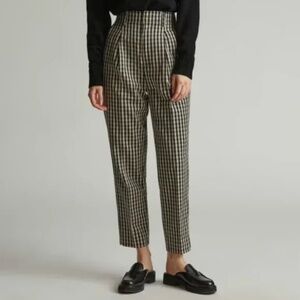 Everlane The Tencel Way High Taper Pant Size 8 in Black Gingham Check NWT